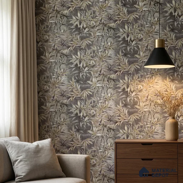 2112 -1 | Grey Bamboo Thicket Floral Wallpaper - 10 Meter x 21 Inches, 57.41 Sq. Ft.