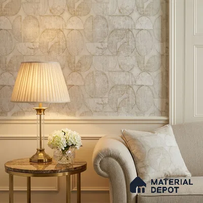 2108 -3 | Warm Beige Circle Patchwork Patterned Wallpaper - 10 Meter x 21 Inches, 57.41 Sq. Ft.
