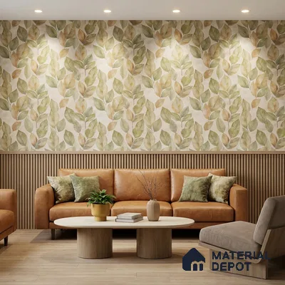 2109 -3 | Cream Veined Leaves Floral Wallpaper - 10 Meter x 21 Inches, 57.41 Sq. Ft.