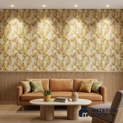 2109 -4 | Gold Veined Leaves Floral Wallpaper - 10 Meter x 21 Inches, 57.41 Sq. Ft.