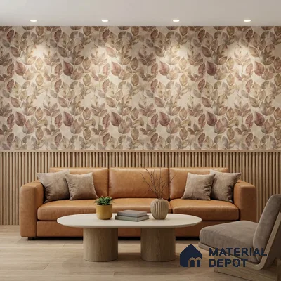 2109 -5 | Mauve Veined Leaves Floral Wallpaper - 10 Meter x 21 Inches, 57.41 Sq. Ft.