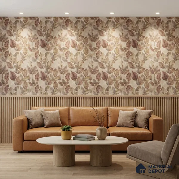 2109 -5 | Mauve Veined Leaves Floral Wallpaper - 10 Meter x 21 Inches, 57.41 Sq. Ft.
