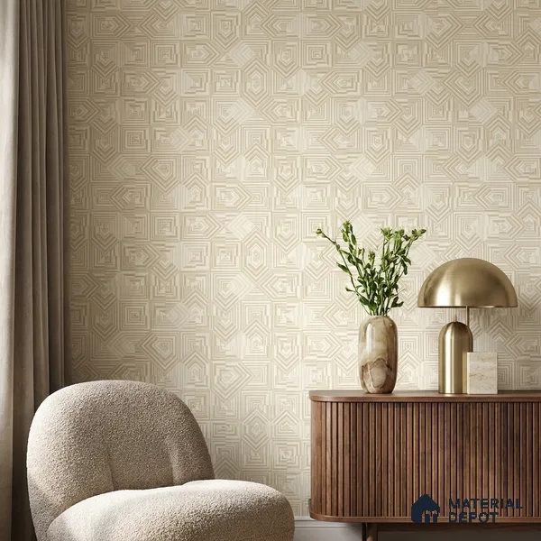 88530-3 | Warm Beige Diamond Grid Texture PVC Patterned Wallpaper - 5 Meter x 42 Inch, 57.41 Sq. Ft. (Min. 15% Wastage)
