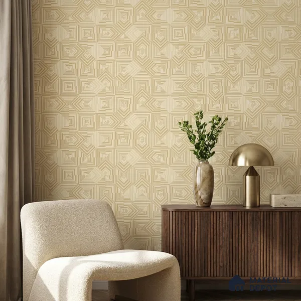 88530-4 | Golden Yellow Diamond Grid Texture PVC Patterned Wallpaper - 5 Meter x 42 Inch, 57.41 Sq. Ft. (Min. 15% Wastage)