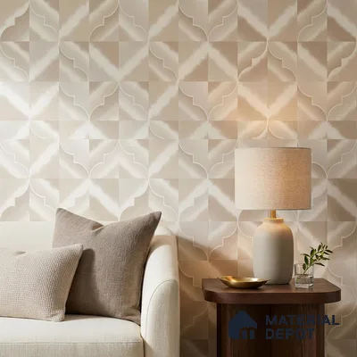 88541-1 | Blush Cream Scallop Panel PVC Patterned Wallpaper - 5 Meter x 42 Inch, 57.41 Sq. Ft. (Min. 15% Wastage)