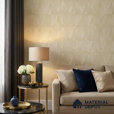 OR02-6 | Golden Beige Diamond Texture PVC Patterned Wallpaper - 5 Meter x 42 Inch, 57 Sq. Ft. (Min. 15% Wastage)