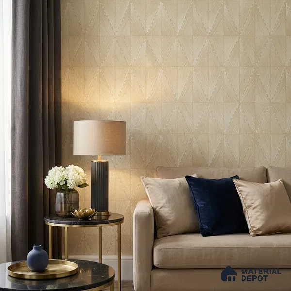 OR02-6 | Golden Beige Diamond Texture PVC Patterned Wallpaper - 5 Meter x 42 Inch, 57 Sq. Ft. (Min. 15% Wastage)