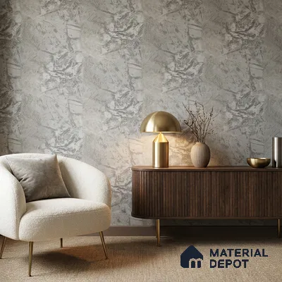 Z1004-5 | Grey Crackled Foil PVC Textured Wallpaper - 10 Meter x 21 Inch, 57 Sq. Ft. (Min. 15% Wastage)