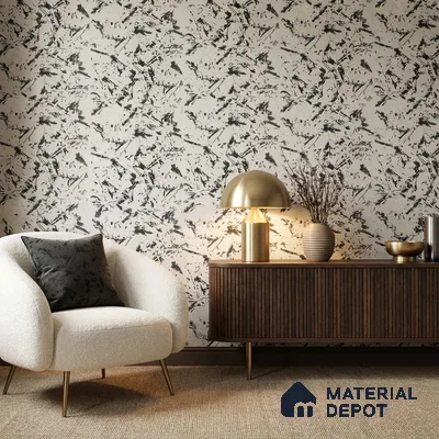Z1004-3 | White Shattered Ink PVC Textured Wallpaper - 10 Meter x 21 Inch, 57 Sq. Ft. (Min. 15% Wastage)