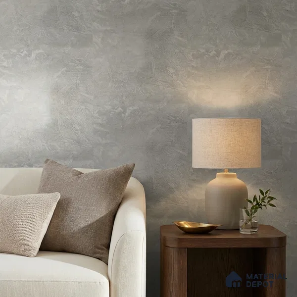 Z1004-7 | Grey Crackled Foil PVC Textured Wallpaper - 10 Meter x 21 Inch, 57 Sq. Ft. (Min. 15% Wastage)