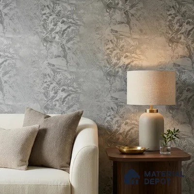 Z1004-4 | Grey Crackled Foil PVC Textured Wallpaper - 10 Meter x 21 Inch, 57 Sq. Ft. (Min. 15% Wastage)