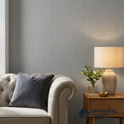 Z1002-3 | Grey Vertical Strie PVC Textured Wallpaper - 10 Meter x 21 Inch, 57 Sq. Ft. (Min. 15% Wastage)