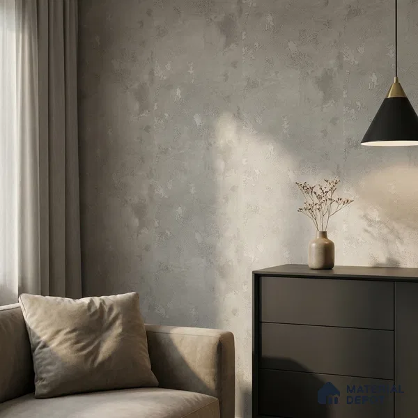 Z1000-9 | Grey Rough Plaster PVC Textured Wallpaper - 10 Meter x 21 Inch, 57 Sq. Ft. (Min. 15% Wastage)