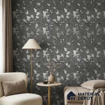 Z1000-6 | Charcoal Blush Patches PVC Textured Wallpaper - 10 Meter x 21 Inch, 57 Sq. Ft. (Min. 15% Wastage)