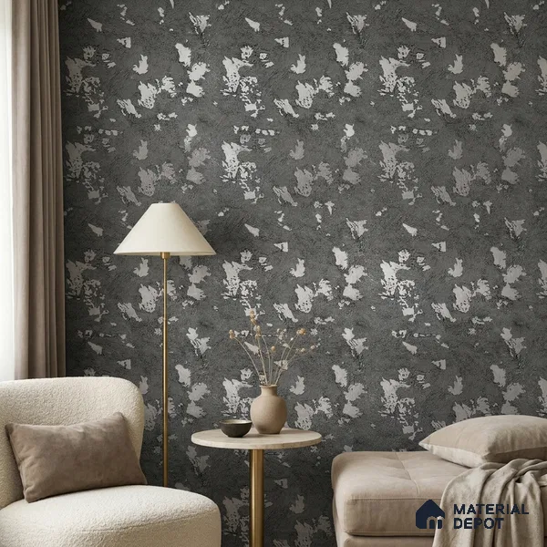 Z1000-6 | Charcoal Blush Patches PVC Textured Wallpaper - 10 Meter x 21 Inch, 57 Sq. Ft. (Min. 15% Wastage)