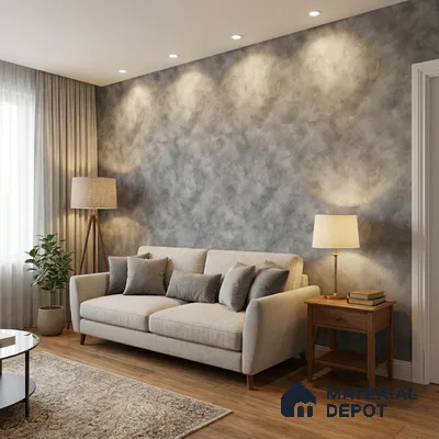 WP1327 | Grey Cloudy Wash Textured Wallpaper - 9.5 Meter x 21 Inches, 55 Sq. Ft. (Min. 15% Wastage)
