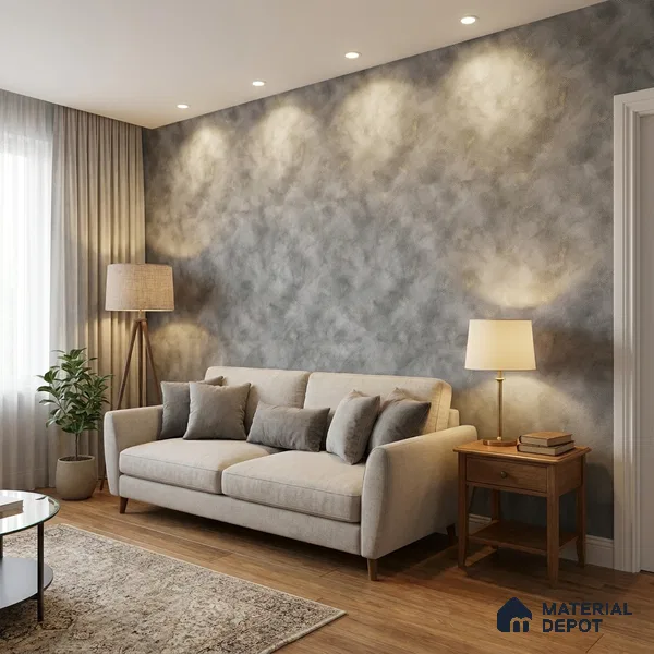 WP1327 | Grey Cloudy Wash Textured Wallpaper - 9.5 Meter x 21 Inches, 55 Sq. Ft. (Min. 15% Wastage)