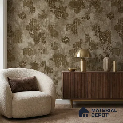 WP1360 | Olive Brown Hexagon Trellis Patterned Wallpaper - 9.5 Meter x 21 Inches, 55 Sq. Ft. (Min. 15% Wastage)
