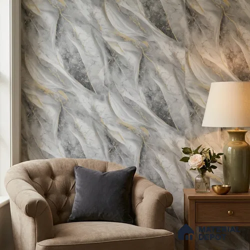 WP1301 | 9.5 Meter x 21 Inches Marble Look Wallpaper - 55 Sq. Ft.  | Minimum 10% wastage during installation