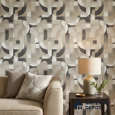 A76002 | Grey & Beige Circle Block Abstract Look Wallpaper 10 Meter x 21 Inches - 57.37 Sq. Ft. | Minimum 15% wastage during installation