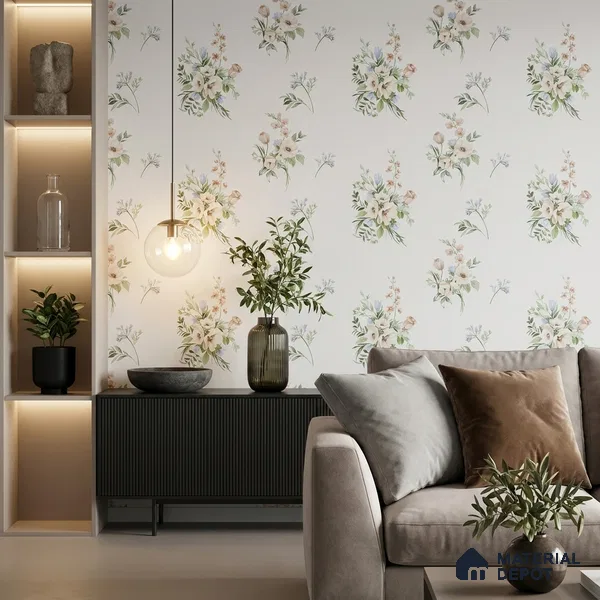 81403-1 | White Pastel Bouquet Floral Wallpaper - 5 Meter x 42 Inch, 57 Sq. Ft.