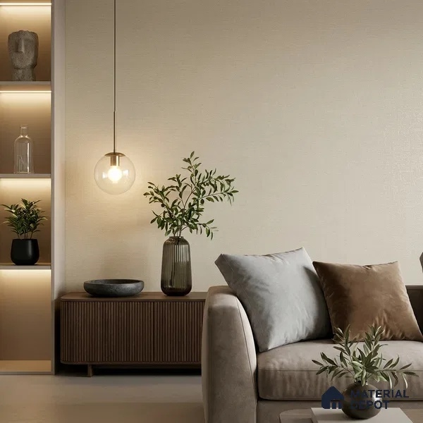 81414-3 | Warm Beige Brushed Texture Patterned Wallpaper - 5 Meter x 42 Inch, 57 Sq. Ft.