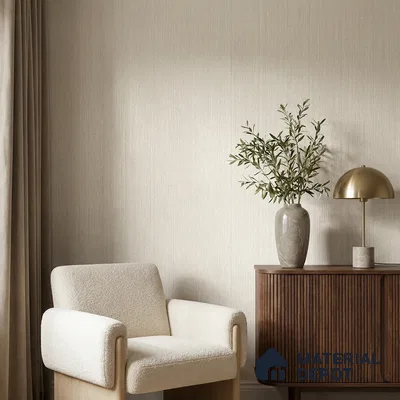81415-3 | Ivory Ribbed Texture Stripe Patterned Wallpaper - 5 Meter x 42 Inch, 57 Sq. Ft.