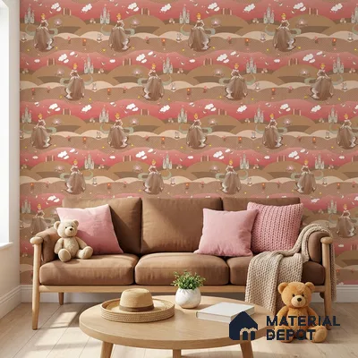KD4040-4 | Dusty Rose Fairytale Princess Kids Look Wallpaper 10 Meter x 21 Inches - 57.41 Sq. Ft. | Minimum 15% wastage during installation