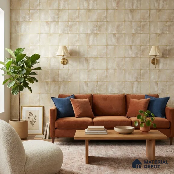 WK25-2502 | Cream Gold Line Block Geometric Wallpaper - 10 Meter x 21 Inches, 57.41 Sq. Ft. (Min. 15% Wastage)