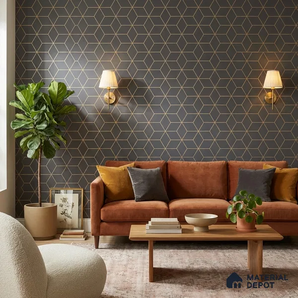 WK25-2518 | 10 Meter x 21 Inches Geometric Look Wallpaper - 57.41 Sq. Ft. | Minimum 15% wastage during installation