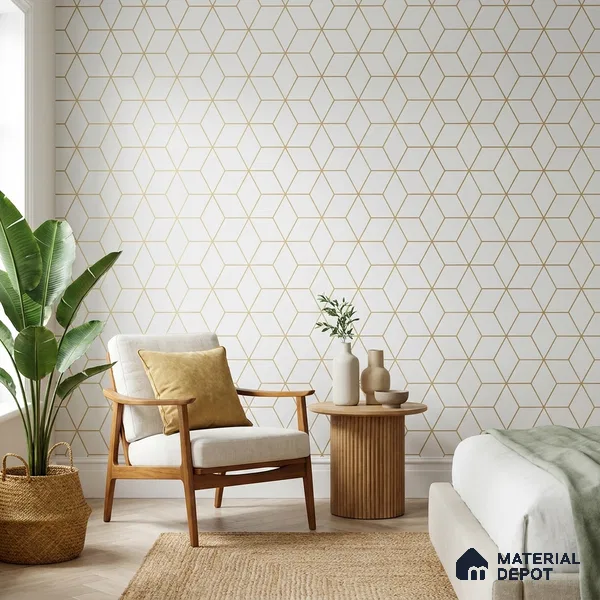 WK25-2522 | 10 Meter x 21 Inches Geometric Look Wallpaper - 57.41 Sq. Ft. | Minimum 15% wastage during installation