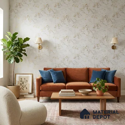 WK25-2529 | White & Gold Brushed Foil Texture Patterned Wallpaper - 10 Meter x 21 Inches, 57.41 Sq. Ft. (Min. 15% Wastage)