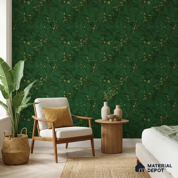 WK25-2531 | Green & Gold Malachite Marble Patterned Wallpaper - 10 Meter x 21 Inches, 57.41 Sq. Ft. (Min. 15% Wastage)