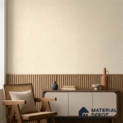 88569-3 | Cream Slub Linen PVC Textured Wallpaper - 5 Meter x 42 Inch, 57 Sq. Ft. (Min. 15% Wastage)