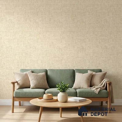 88584-2 | Cream Scribble Weave PVC Textured Wallpaper - 5 Meter x 42 Inch, 57 Sq. Ft. (Min. 15% Wastage)