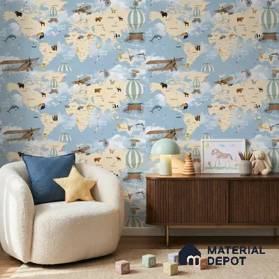5138-1 | 5 Meter x 42 Inch PVC Map Look Wallpaper - 57 Sq. Ft. | Minimum 15% wastage during installation