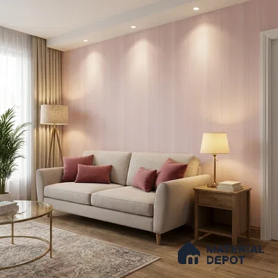 70252-3 | Pale Pink Vertical Stripe PVC Patterned Wallpaper - 5 Meter x 42 Inch, 57 Sq. Ft. (Min. 15% Wastage)