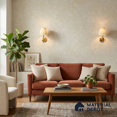 ST021032 | Pale Cream Soft Mottled PVC Patterned Wallpaper - 10.05 Meter x 20.86 Inches, 57.33 Sq. Ft. (Min. 15% Wastage)