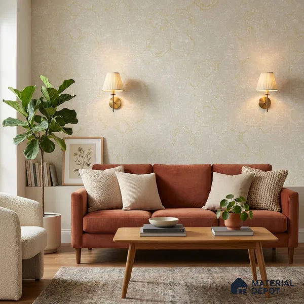 ST021032 | Pale Cream Soft Mottled PVC Patterned Wallpaper - 10.05 Meter x 20.86 Inches, 57.33 Sq. Ft. (Min. 15% Wastage)