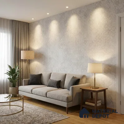 ST021028 | White Floral Medallion Scatter PVC Patterned Wallpaper - 10.05 Meter x 20.86 Inches, 57.33 Sq. Ft. (Min. 15% Wastage)