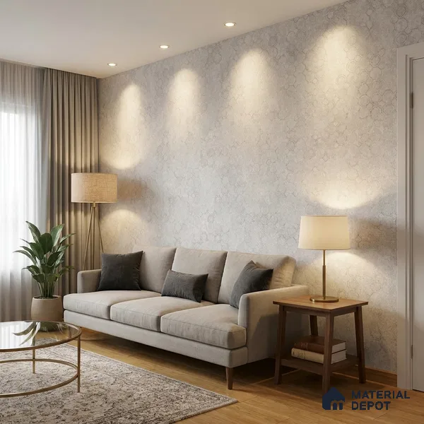 ST021028 | White Floral Medallion Scatter PVC Patterned Wallpaper - 10.05 Meter x 20.86 Inches, 57.33 Sq. Ft. (Min. 15% Wastage)