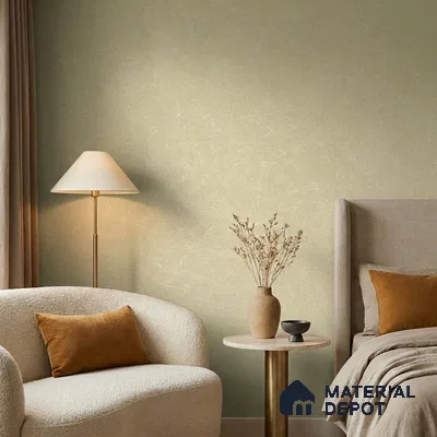 ST021046 | Sage Olive Green Plain Texture PVC Patterned Wallpaper - 10.05 Meter x 20.86 Inches, 57.33 Sq. Ft. (Min. 15% Wastage)