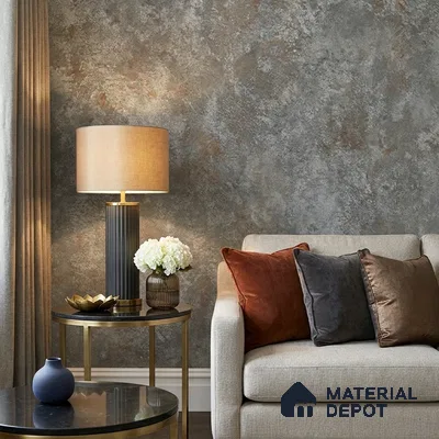 ST021043 | Grey Rust Mottled Stone PVC Patterned Wallpaper - 10.05 Meter x 20.86 Inches, 57.33 Sq. Ft. (Min. 15% Wastage)