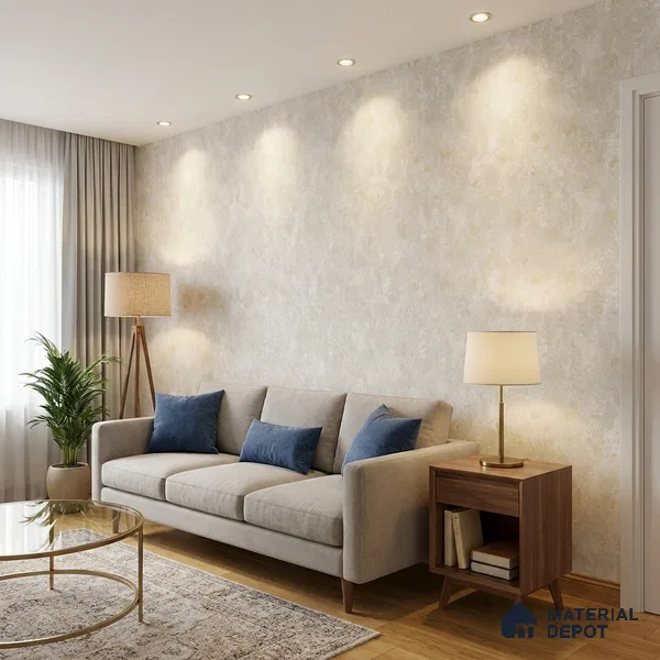 ST021037 | Cream Mottled Stone PVC Patterned Wallpaper - 10.05 Meter x 20.86 Inches, 57.33 Sq. Ft. (Min. 15% Wastage)
