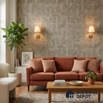 ST021061 | Beige Parquet Wood PVC Geometric Wallpaper - 10.05 Meter x 20.86 Inches, 57.33 Sq. Ft. (Min. 15% Wastage)