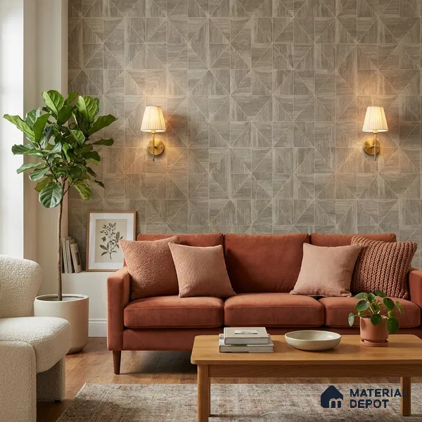 ST021061 | Beige Parquet Wood PVC Geometric Wallpaper - 10.05 Meter x 20.86 Inches, 57.33 Sq. Ft. (Min. 15% Wastage)
