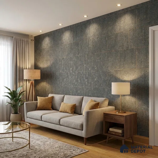 ST021060 | Teal Stone Brick Block PVC Patterned Wallpaper - 10.05 Meter x 20.86 Inches, 57.33 Sq. Ft. (Min. 15% Wastage)