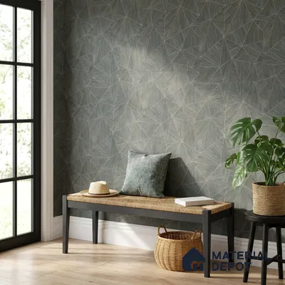 ST021074 | Teal Facet Wood PVC Geometric Wallpaper - 10.05 Meter x 20.86 Inches, 57.33 Sq. Ft. (Min. 15% Wastage)