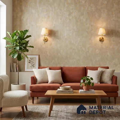 ST021068 | Pale Gold Diamond Mosaic Texture PVC Patterned Wallpaper - 10.05 Meter x 20.86 Inches, 57.33 Sq. Ft. (Min. 15% Wastage)