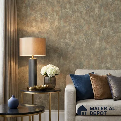 ST021070 | Brown Tan Mottled Plaster PVC Patterned Wallpaper - 10.05 Meter x 20.86 Inches, 57.33 Sq. Ft. (Min. 15% Wastage)